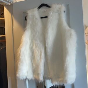 Time and True white fuzzy vest